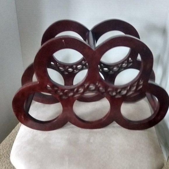 WOODEN WINE RACK MADE IN INDIA HOLD 5 BOTTLE CHERRY WOOD - Picture 1 of 14